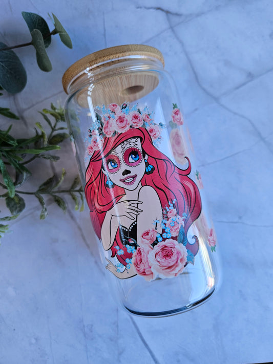 Mermaid Catrina 16oz glass libbey cup